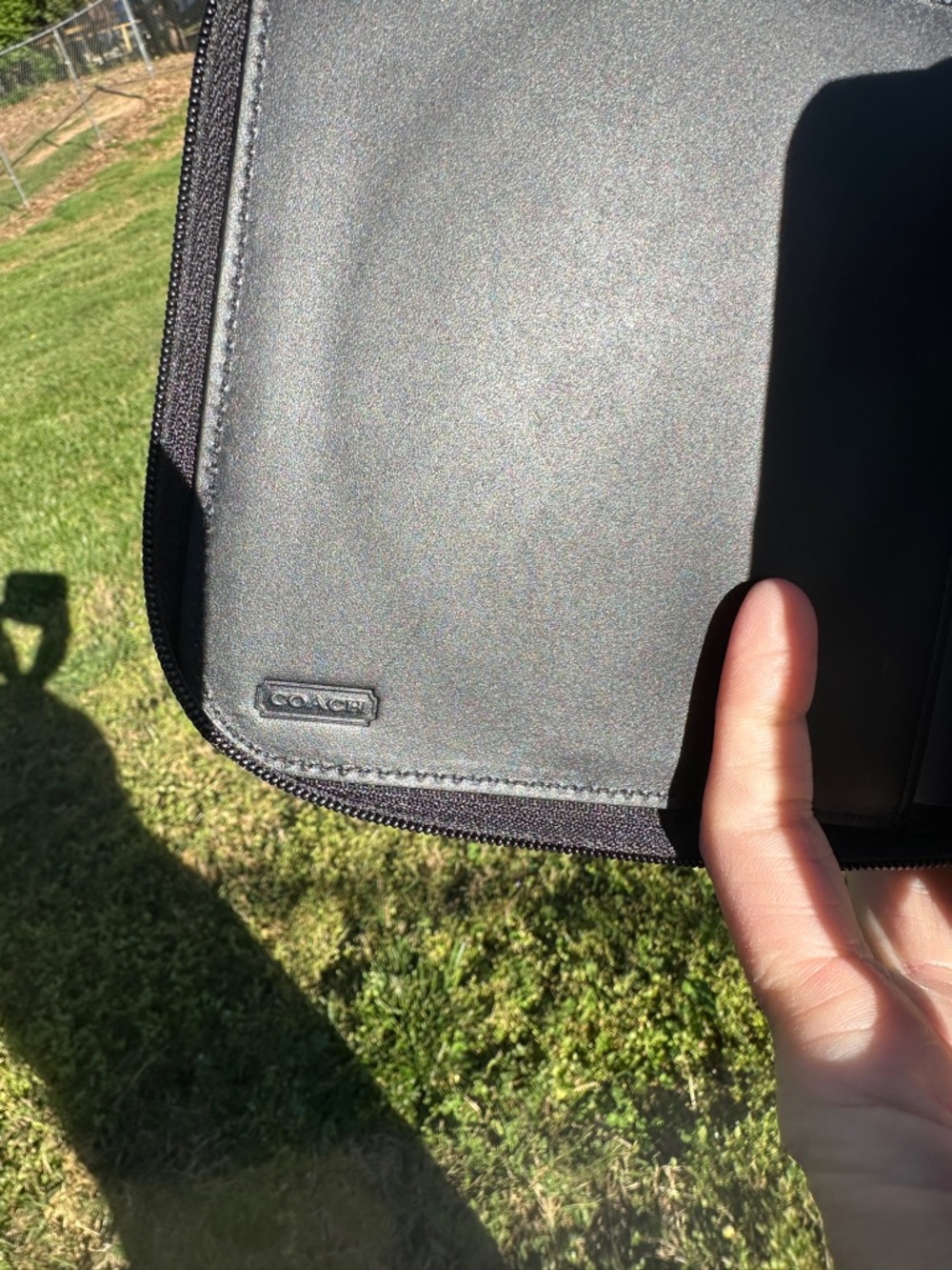 Coach Signature Zip Organizer CD Case Black Grey Jacquard like new - Picture 10 of 12